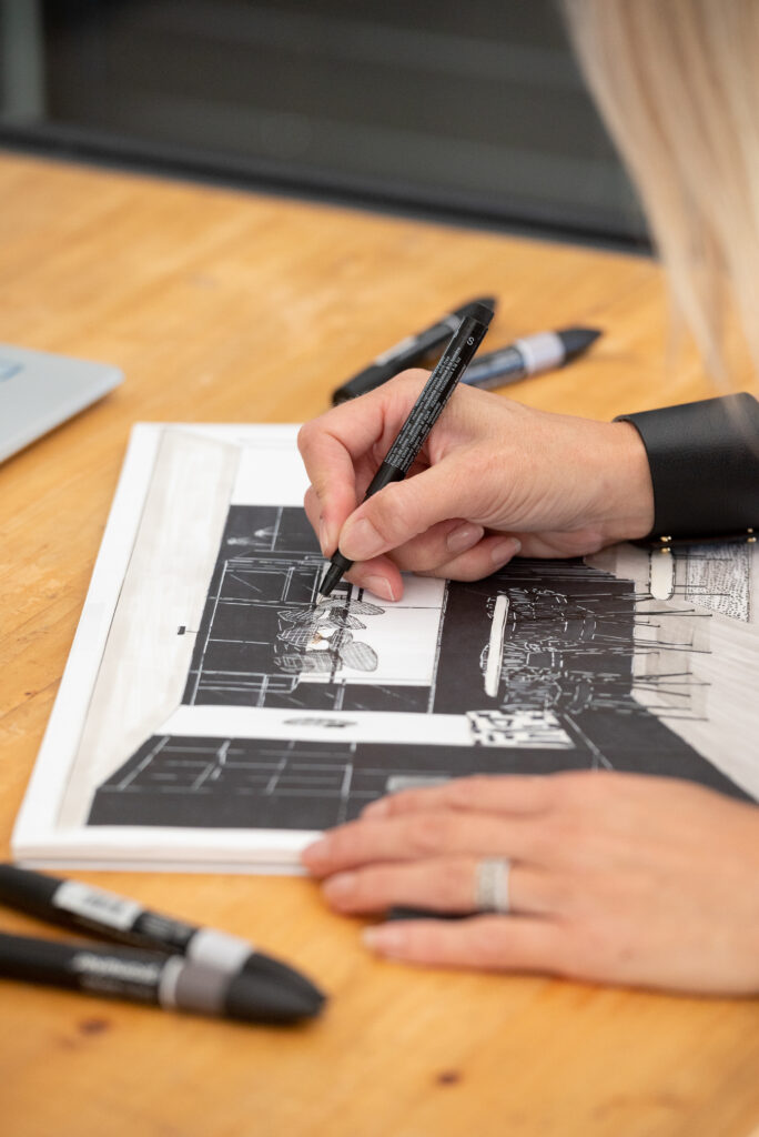 Process de dessin de Vanessa Dalsasso, l'architecte d'intérieur Annecy de Bomea Studio