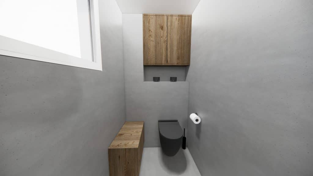 Toilettes modernes d'une sobriété apaisante imaginée par une architecte d'intérieur Annecy