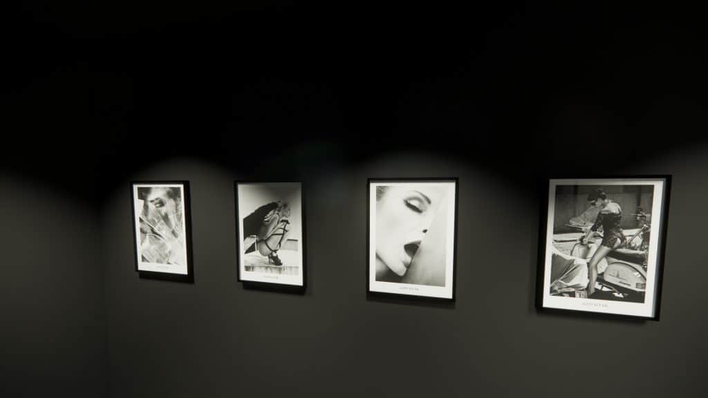 Gros plan sur ornement mural photographique monochrome d'un couloir par architecte d'intérieur Annecy
