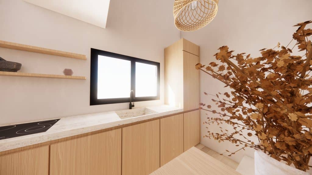 Intérieur cuisine lumineuse par architecte d'intérieur Annecy